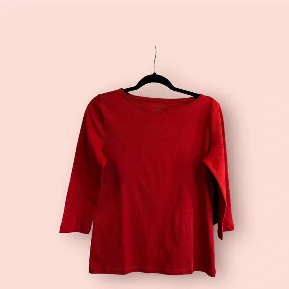TALBOTS Cotton Long Sleeve Tee/ Red Ginger - Picture 1 of 4